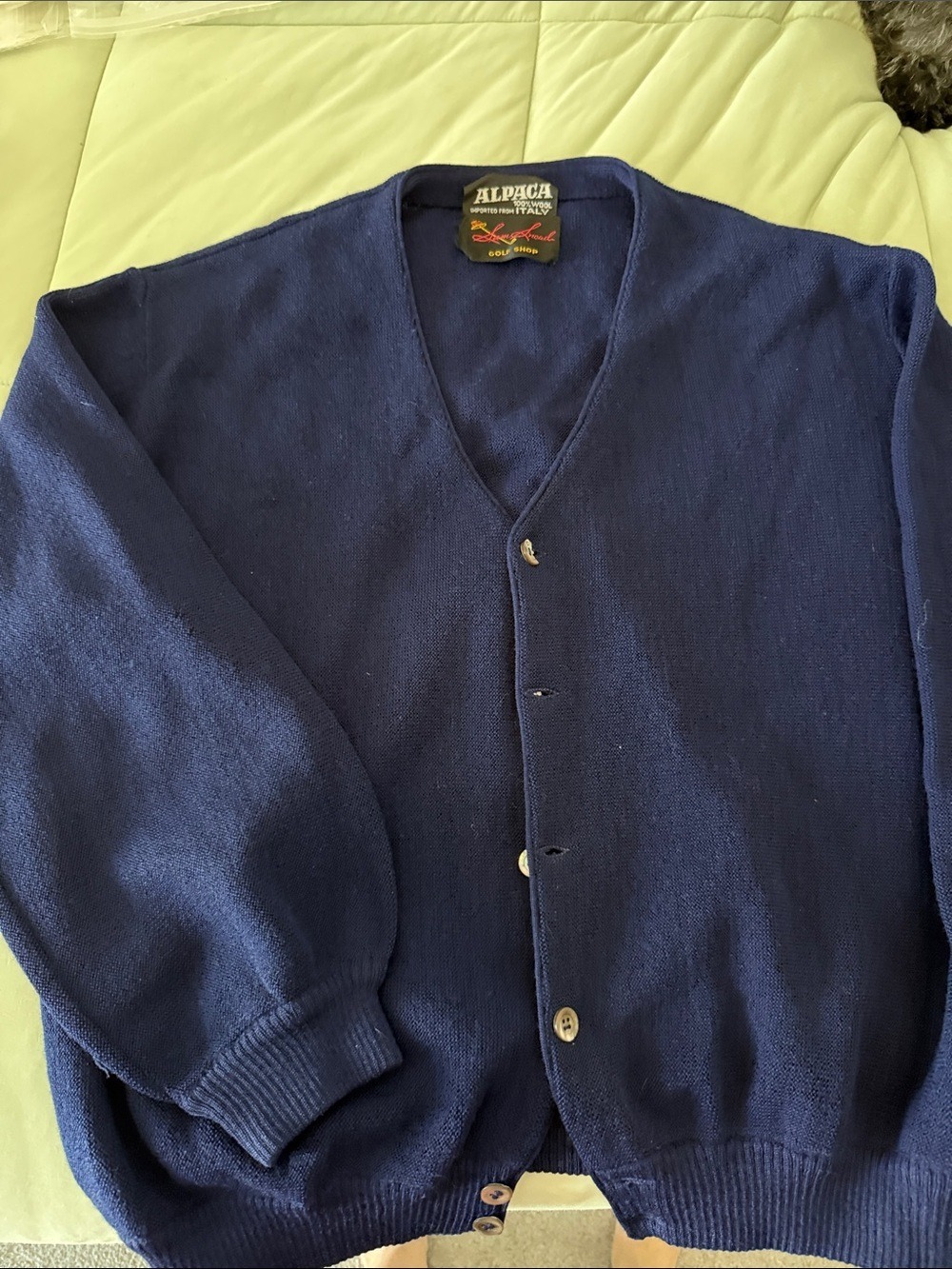 #0115 Navy V-Neck Button Cardigan Sweater